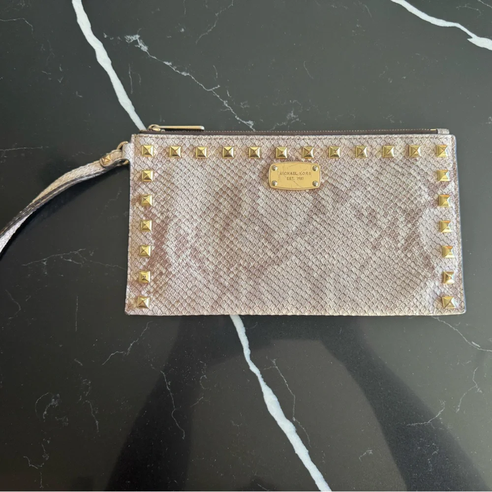 Michael Kors‎ Gold Studded Textured Clutch